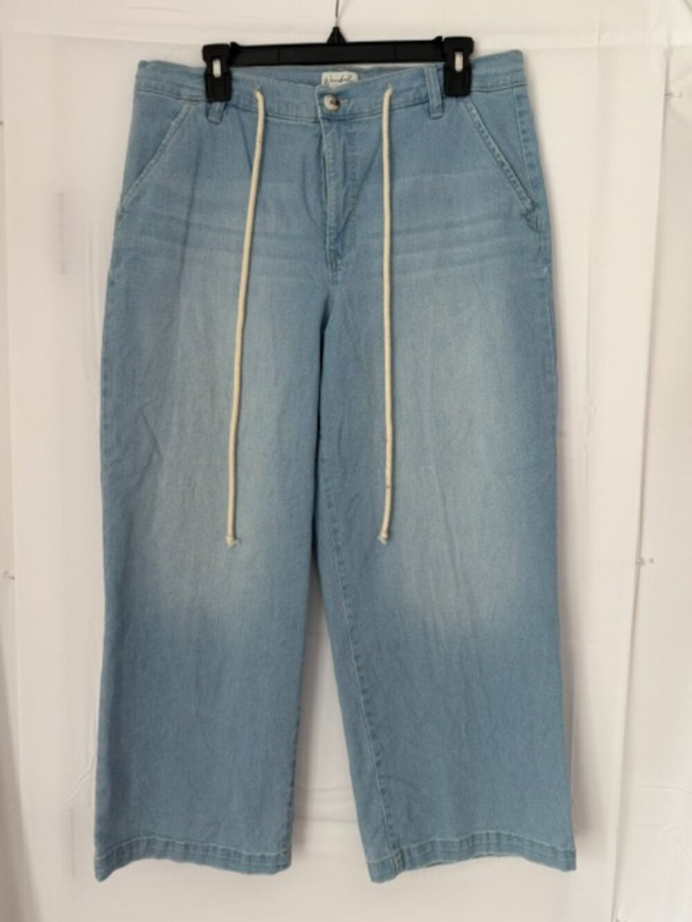 Womens wide leg crop denim jeans